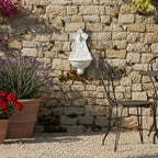 Relaxdays Wall Fountain, Antique Design, Basin & Tap, Water, for Garden & Patio, 42 x 24.5 x 11.5 cm, Cast Iron, White, Brass - Image 3