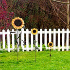 Flower Garden Stakes Metal Spring Yard Sign Decorative Sunflower Plant Stake Lawn Art Patio Decor Pathway Ornaments Indoor Outdoor Decoration (48"+39"+22" H) - Image 2