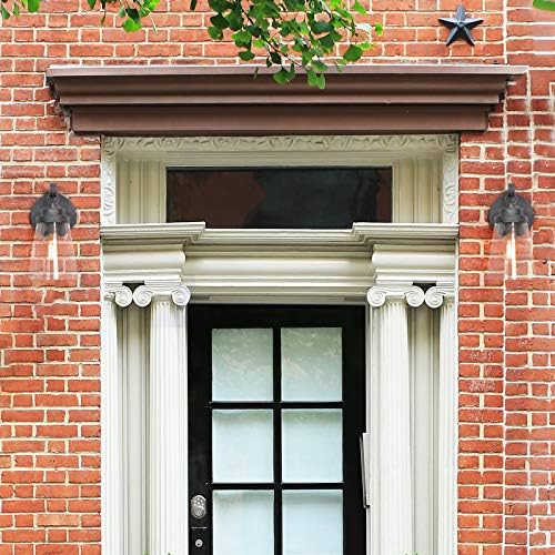 LNC Outdoor Wall Light Fixtures, Exterior Wall Mount with Clear Glass Shade, Outdoor Wall Sconce in Matte Antique Silver Finish, E26 Socket - Image 2