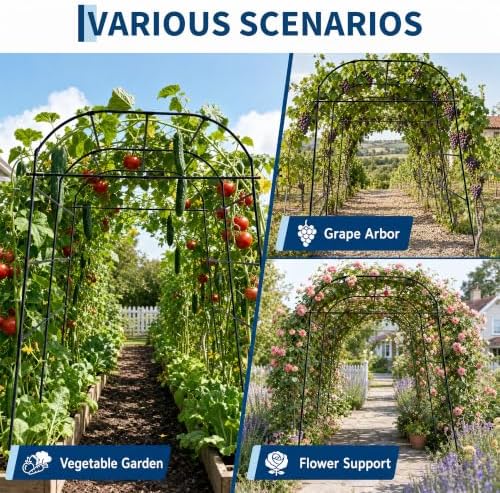 Garvee Metal Garden Arch Trellis, 7.2Ft Black for Raised Beds - Image 4