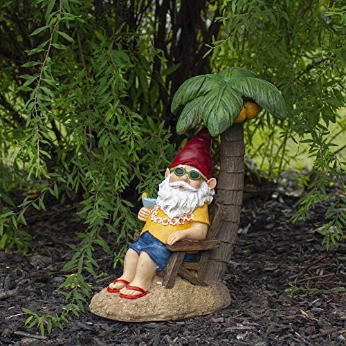 Northlight 12.25" Tropical Gnome with Palm Tree Outdoor Garden Statue - Image 3