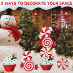 3 Pack Christmas Garden Stakes 32.5in Candy Dessert Metal Holiday Decor - Image 5