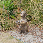Cynkeyee Outdoor-Statues Garden Decor Bird Bath - Large Dog Statue Bird Feeder Statues for Outside Yard Lawn Patio Gardening Gifts for Women Fairy Garden 15x10x19 Inch (Copper) - Image 3