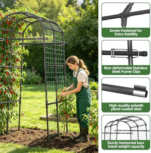 Garden Arch Trellis 71×43×83in PE Coated Metal Arbor for Outdoor Vines - Image 5