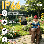 Garden Gnome Riding Elephant Statue Decoration, Funny Resin Solar Gnome with Hanging Lantern for Lawn Patio Yard Garden Outdoor Decor, Gifts for Mom Women and Men (Gnome-G) - Image 3