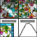 VEWOGARDEN W10xH15 inch Hummingbird Stained Glass Window Hangings, Suncatcher Panel with Chain for Wall or Windows - Image 3