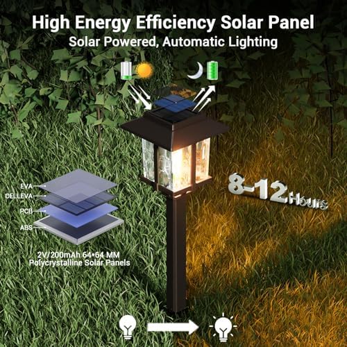 XMCOSY+ Solar Outdoor Lights Waterproof 6 Pack, 2-Tone Solar Garden Lights - Image 4