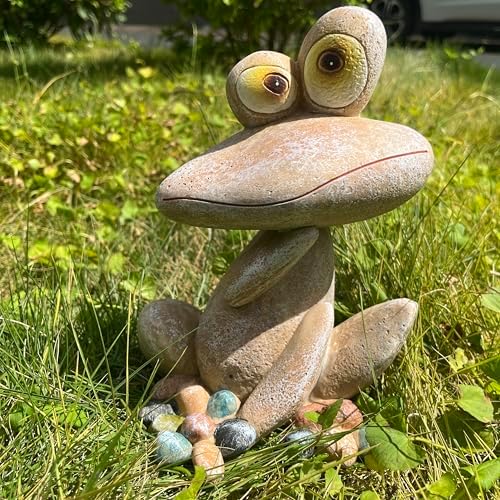 Funny Frog Garden Statue Outdoor Dec Cute Resin Animal Figurine Weatherproof for Yard Lawn Patio Garden Bed Pathway - Whimsical Indoor Outdoor Ornament Gift for Nature Lovers - Image 3
