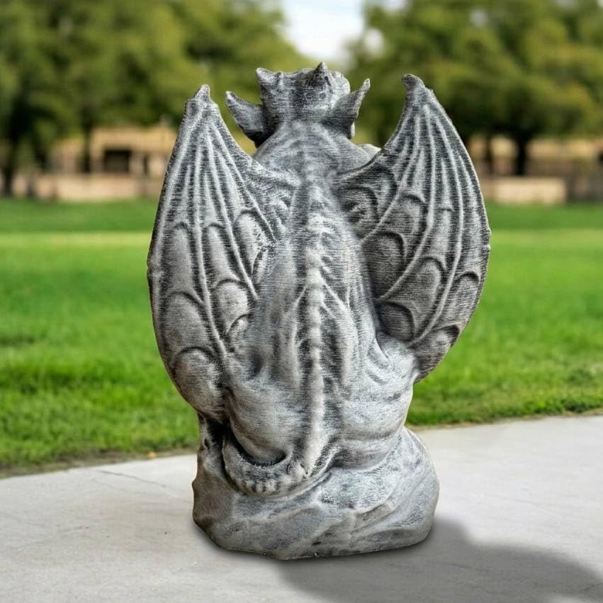 Winged Gargoyle Concrete Garden Outdoor Gothic Statue Handcrafted Decor Cement Dragon Sculpture Mythical Beast Figurine Lawn Patio Porch Entryway Halloween Fantasy Decor - Image 6