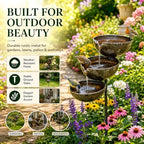 Rain Catcher Bird Bath, 3 Tiered Metal Bird Bath for Outside (Light Copper) - Image 4