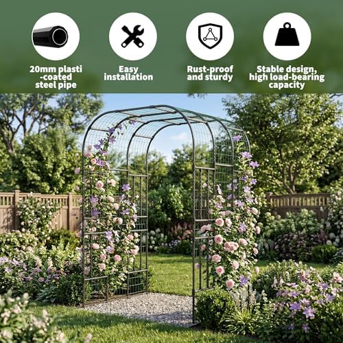 Garvee Metal Garden Arch Trellis, 7.5 Ft Black - Image 4