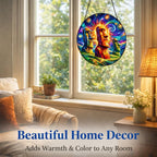 Stained Glass Window Hanging-11.8" Moai Statue Suncatcher Glass Panel,Colorful Easter Island Head Art Decor,Home Decorative Hanging Ornament for Kitchen or Garden,Ideal Gift for Mother,Wife or Women - Image 5