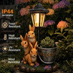 Solar Garden Statues Bunny Decor, 12.7" Upgraded Outdoor Rabbit Figurine with Welcome Planter & 3-Panel LED Lantern, Waterproof Resin Animal Yard Art Sculpture, Gardening Gifts for Women Mom Patio - Image 6