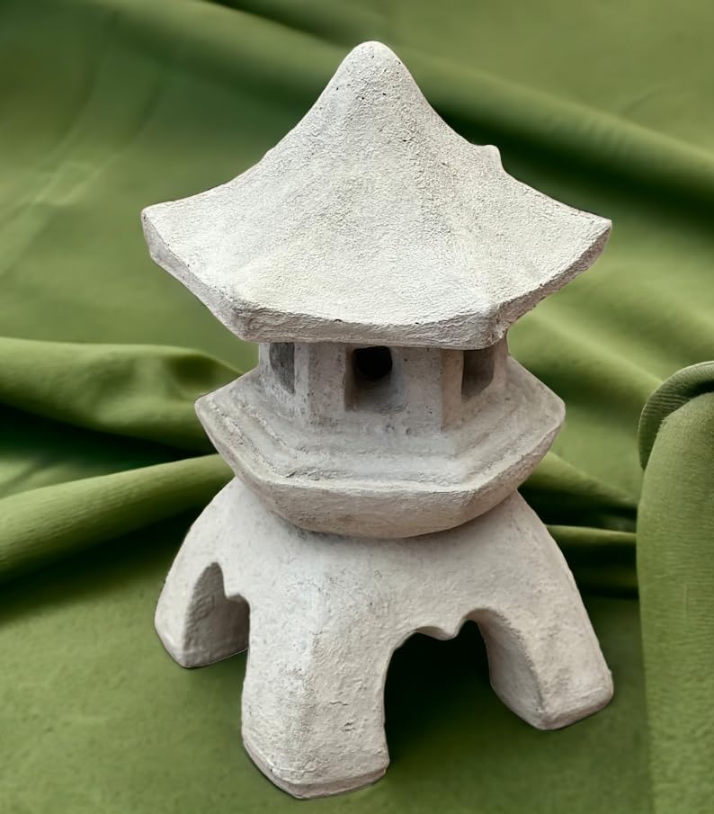 Oriental Lantern Piece Statue Concrete Massive Pagoda Sculpture Asian Zen Garden Style Decoration - Image 4