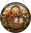 9.84 Inch Boho Memorial Day Picnic Basket with Dog Tags Stained Glass Window Hanging Sun Catcher Halloween Haning Ornament Decoration Christmas Birthday Gifts for Lover by Unknown