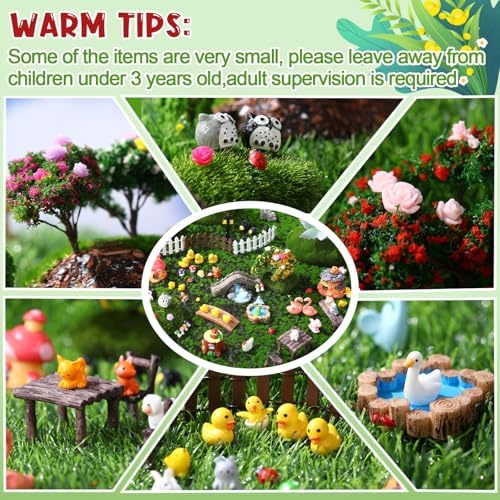 WinnerWhy 116 Pcs Fairy House Accessories Kit Miniature Garden Accessories Terrarium Decoration Mini Diorama Figurines Miniature Landscape Trees Simulated Succulents for DIY Garden Doll House Craft - Image 4
