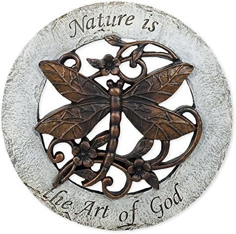 Nature is The Art of God Dragonfly 12 inch Round Dolomite Resin Stepping Stone by Roman