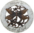 Nature is The Art of God Dragonfly 12 inch Round Dolomite Resin Stepping Stone by Roman