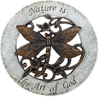 Nature is The Art of God Dragonfly 12 inch Round Dolomite Resin Stepping Stone by Roman