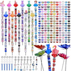 AIPRIDY DIY Crystal Beaded Fairy Wand Garden Stakes Kit, Colorful Decorative Wands with Assembly Guide, 12 or 10 Inch Threaded Rods,Outdoor Garden Decoration Set (252, Rainbow+Fairy Tale Top) by AIPRIDY