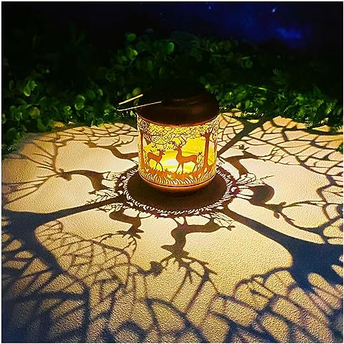 2 Pack Deer Solar Lanterns Outdoor Waterproof Hanging Solar Lights Deer Gifts for Women Men Metal Decorative LED Lanterns for Yard, Patio, Lawn, Tabletop, Pathway, Landscape, Garden Decor - Image 2