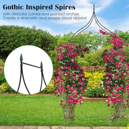Giantex Metal Garden Arch Trellis, 9.5 FT Wedding Arbor for Ceremony - Image 6