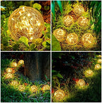 Honoson 4.7 Inch Solar Globe Lights Outdoor - Waterproof Cracked Glass Balls for Lawn Patio Yard Backyard Decorations, Warm Yellow Solar LED Lights with Easy Installation,Durable Design (4 Pcs) - Image 3