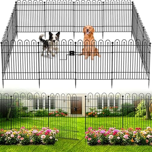 Garden Fence Animal Barrier with Gate, 10 Panels No Dig Dog Fence Outdoor by Unknown