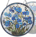 9.84 Inch Stained Glass Window Hanging Forgetmenot Sun Catchers Blue Floral Suncatchers for Windows Hanging Stain Glass Decoration for Home Decor Garden Outdoor Indoor Window Decor Gift by Unknown