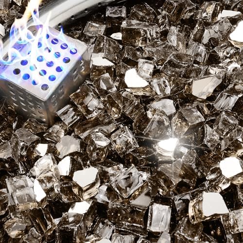 NUPICK 10 Pound Fire Glass, 1/2 Inch Reflective Fire Pit Glass by CreateAmazingChoice