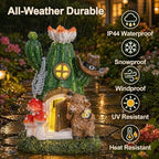 Fairy House Outdoor Figurine Lights, Highland Cow Garden Statue and Solar Cactus Mushroom House for Yard Patio Lawn Decor, Fairy Houses for Outside, Unique Garden Gifts for Women Mom - Image 3