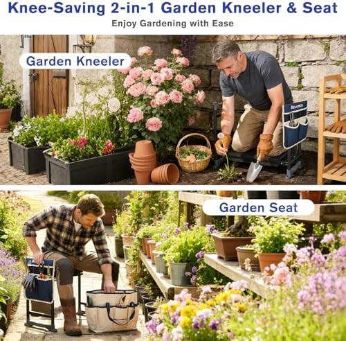 Garden Kneeler and Seat, Extra Wide Thick EVA Pad, Heavy Duty Foldable Garden Bench Holds 350lbs, Ergonomic Kneeling Stool with Garden Tool Pouches, Gardening Gifts for Women, Men & Seniors - Image 3