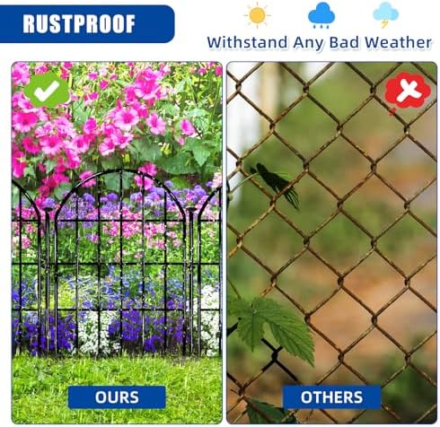 26 Pack Decorative Garden Fence, 22in X 28ft Arched No Dig Fence Border, Garden Edging Border, Rustproof Metal Animal Barrier with Ground Stake for Dog, Rabbit, Outdoor Yard Patio Decor - Image 5