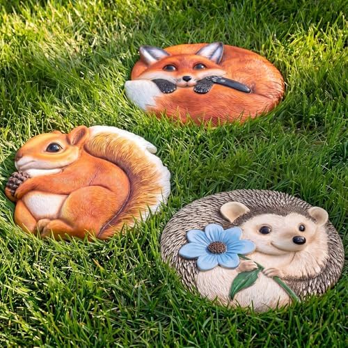 Cinnvoice 3 Pack Animal Stepping Stones Outdoor for Garden, 10 Inches by QinYee