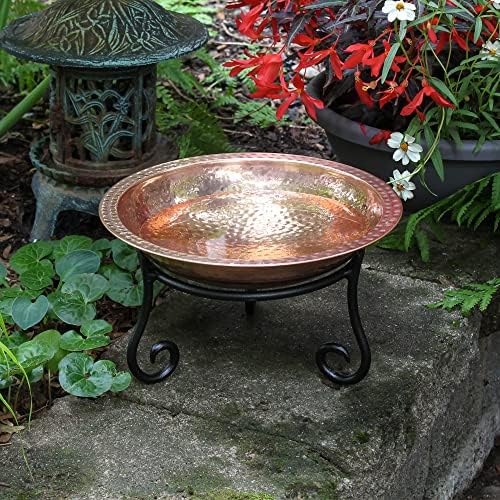 Achla Designs 201-7015 Hammered Short Stand Birdbath, Polished Copper Plated - Image 3