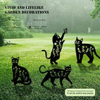 4 Pack Cat Metal Garden Decorative Stakes, Weather Proof Silhouette Statues for Yard, Patio,Outdoor Decor for Cat Lovers and Pet Owners - Image 3