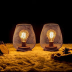 Set of 6 Battery Operated Lamp LED Table Lantern, Brown Metal Cage Cordless Lamps with LED Bulb，Vintage Decorative Outdoor Lantern for Weddings, Parties, Patio, Events for Indoors Shelf Decor - Image 2