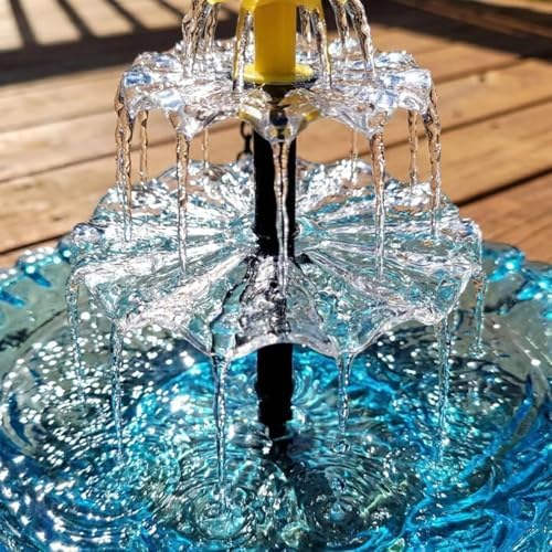 2026 New Solar Cascade Hanging Bird Bath Fountain, 3 Layers Outdoor Water Feature, Outdoor Hanging Bird Bath with Solar Fountain, with Solar Pump & Glass Bowl, for Outdoor, Gardens (Blue) - Image 3