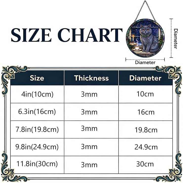 Stained Glass Window Hanging British Shorthair Cat Suncatcher Gifts 11.8" - Image 2