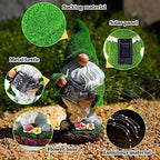 VChymm Flocked Solar Garden Gnomes Outdoor Statues-11.8‘’Outdoor Garden Decor-LED Outdoor Decor Light-Unique Housewarming Gifts Yard Art Sculptures for Patio Lawn Ornaments - Image 3