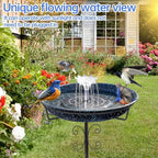 Yiabivo Solar Powered Bird Bath with Fountains for Hummingbirds,Stable Stylish Design with 5-Prong Base Stake Metal Bird Bath for Outside Yard Lawn Patio Garden(Blue) - Image 2