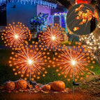 Tujoe 4 Pcs Pentagram Solar Firework Lights Decorations Garden Pathway Solar Power Light Stake Waterproof with 90 LED 8 Modes Star Firework Lights Decoration for Outside Decor, Warm White - Image 2