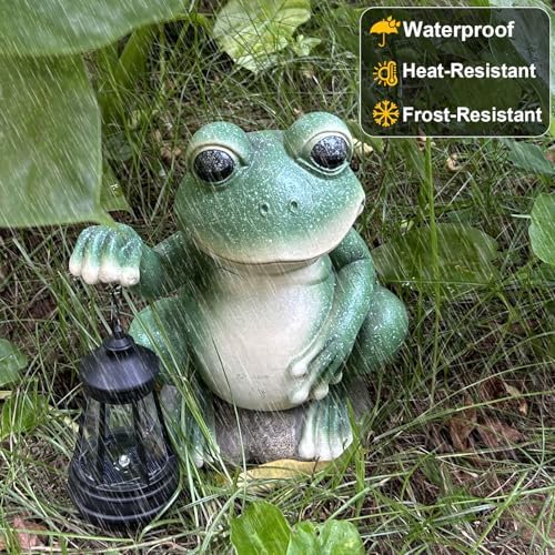 YODY Solar Garden Statues Outdoor Decor Frog with Lantern - Image 4