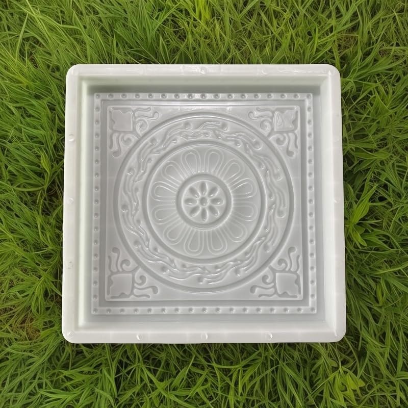 Stepping Stone Concrete Mold for Decorative Garden, Square Floral Pattern, 17.13 x 17.13 x 1.5 inches, Used for DIY Garden Path Stepping Stone Cement Molds（1 Pack） (Pattern-E) by Unknown