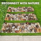 River Rock Stepping Stones Outdoor for Garden Walkway, 6 Pcs 12" L x 4" W Rectangle Shape Paver Step Stones Polished Pebble River Stone Mat for Yard Lawn Patio Pathway Walk Way - Multi-Color - Image 6