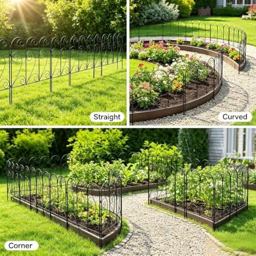 Zhongma Decorative Metal Garden Fence,Pack of 4pcs, Total 26" H x 100" L - Image 2