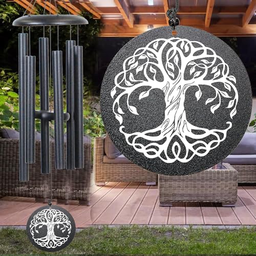 Retirement Wind Chime, Tree of Life, Inspirational Retirement Gifts for Men, Women, Teacher, Co-Worker, Employee, Nanny, Nurse (Black), NXW#303 - Image 3