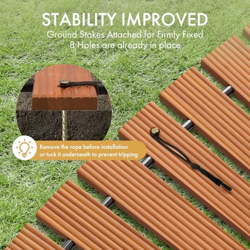 Amazer Wooden Garden Pathway, 6 FT Curved Outdoor Roll Out Decorative Garden Walkway, Patio Path Decorative Boardwalk Walkway, Garden Lawn Boardwalk Paver for Outside Yard Party Walkway Backyard - Image 3