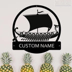 Viking Ship Custom Name Sign Metal Wall Art Personalized Last Name Plaque Outdoor Metal Wall Art Personalized Gift for Wedding/Housewarming - Image 4