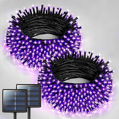 JMEXSUSS 2 Pack Solar Halloween Lights, Total 151FT 400 LED, Purple by JMEXSUSS